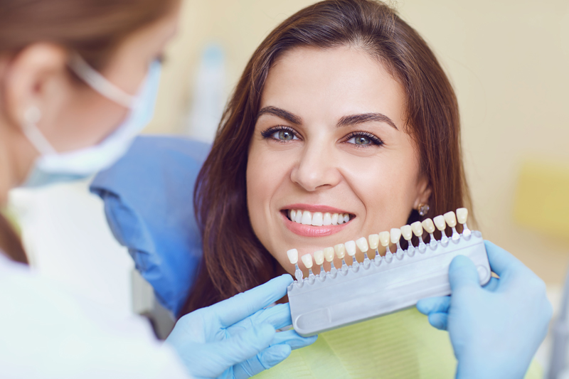 cosmetic dental patient getting porcelain veneers.